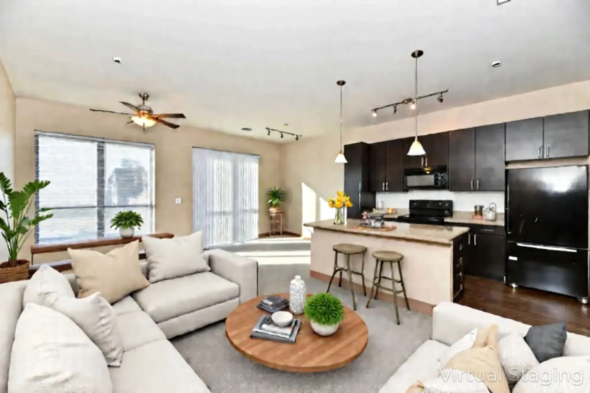 Luxury staged living room at Mezz 42